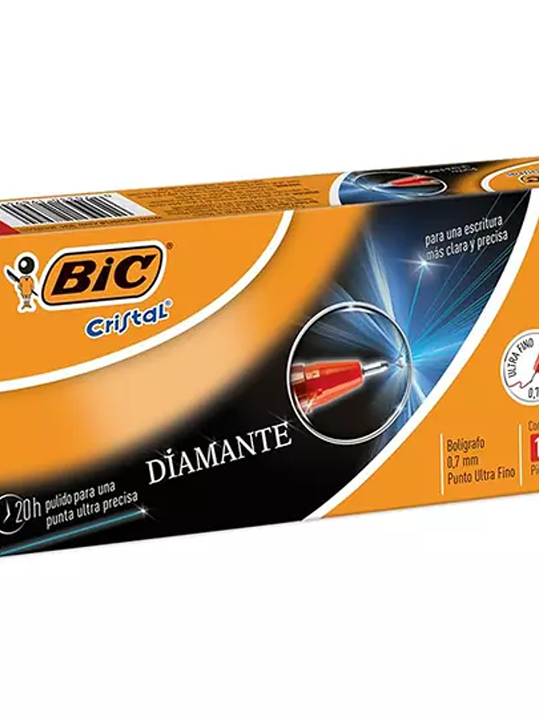 Bolígrafo BIC cristal diamante rojo punt 1