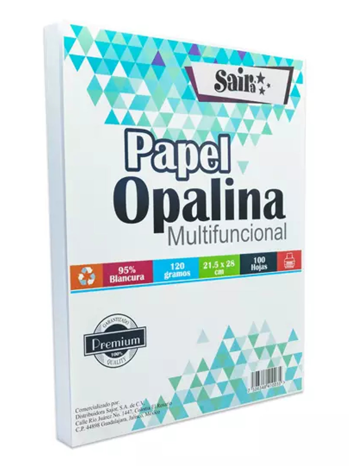 Paquete de papel opalina blancura 95% 12 1