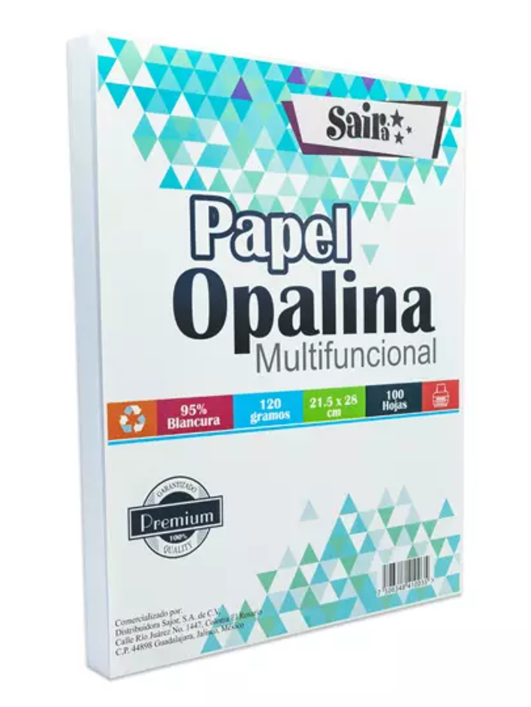 Paquete de papel opalina blancura 95% 12 1