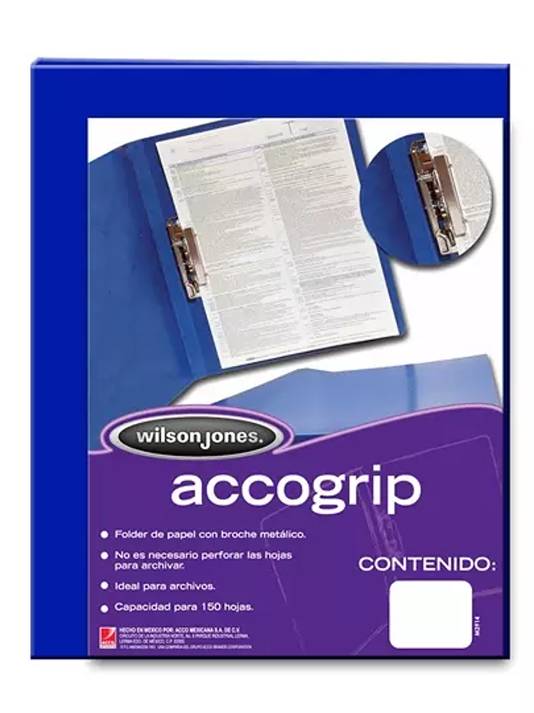 Folder accogrip carta ACCO color azul ob 1