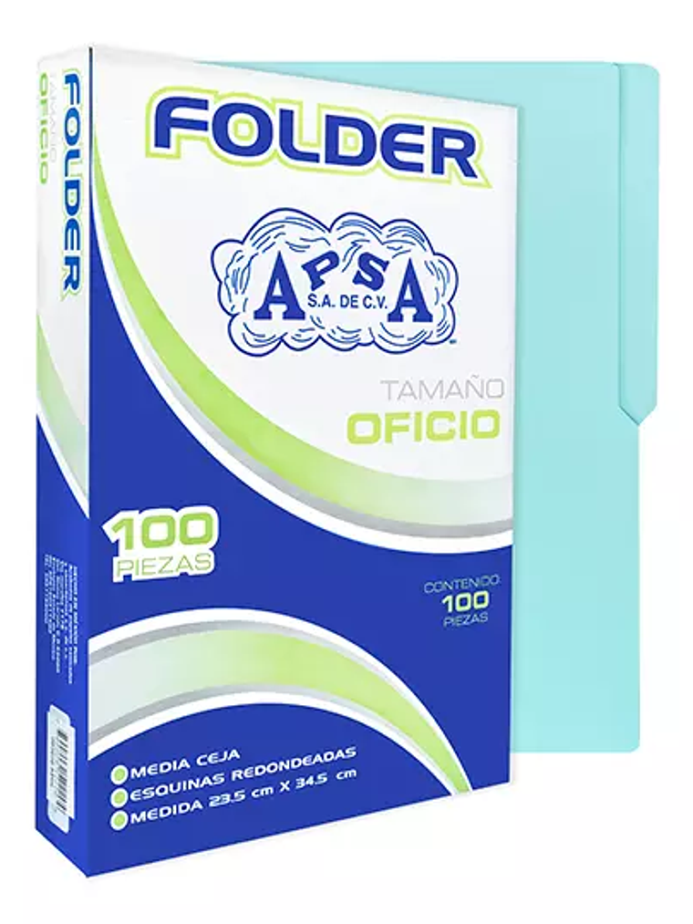 Folder azul APSA tamaño oficio  , paquet 1