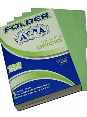 Folder verde APSA tamaño oficio  , paque