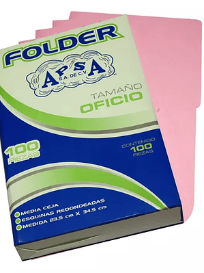 Folder rosa APSA tamaño oficio  , paquet