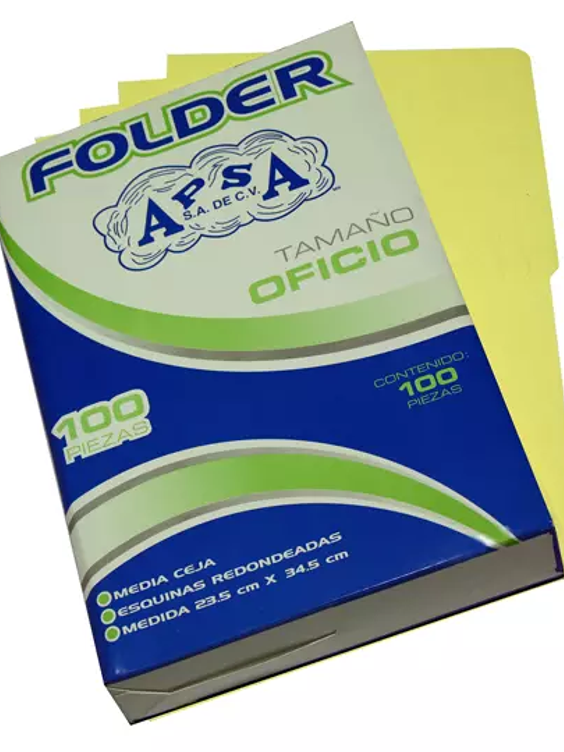 Folder canario APSA tamaño oficio  , paq 1