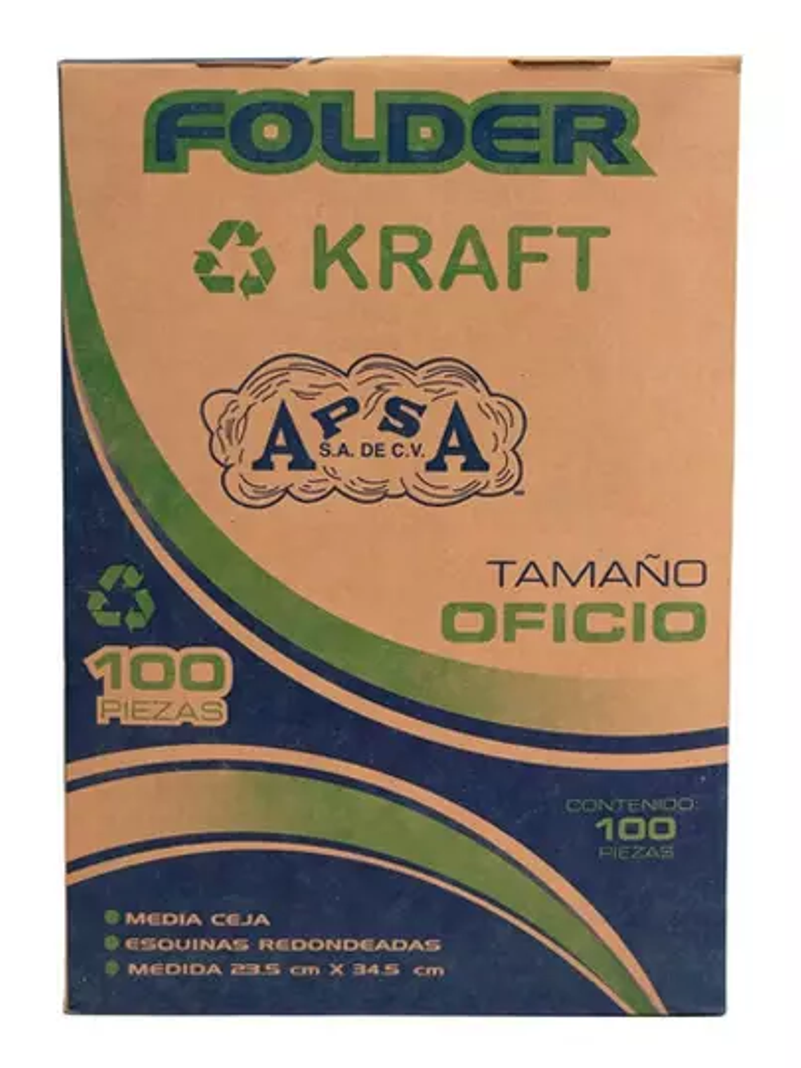 Folder  kraft APSA tamaño oficio  , paqu 1