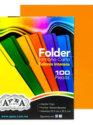 Folder naranja intenso APSA tamaño carta