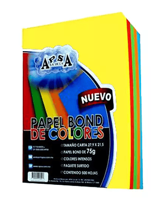 Hojas de color tamaño carta APSA colores