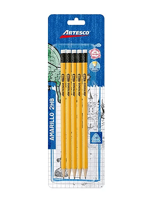 Lápiz Artesco amarillo 2HB blíster con 5