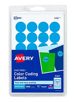 Etiqueta redonda removible azul claro AV