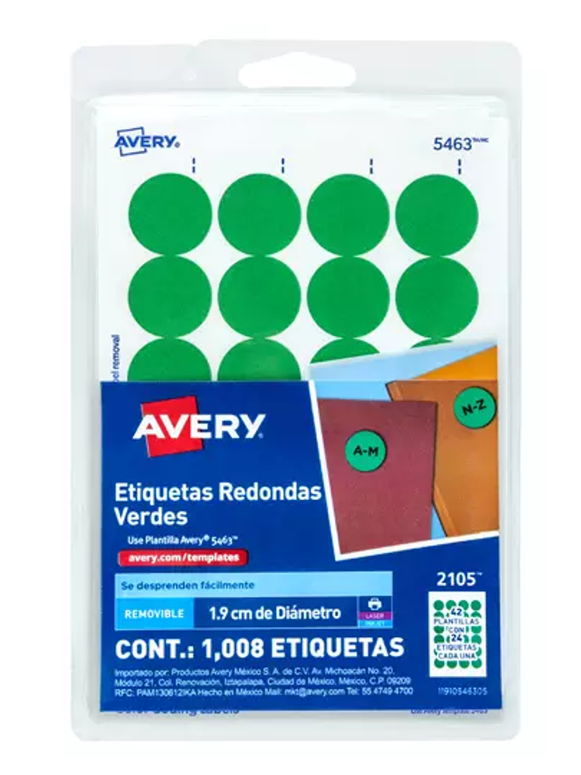 Etiqueta redonda removible verde AVERY c 1