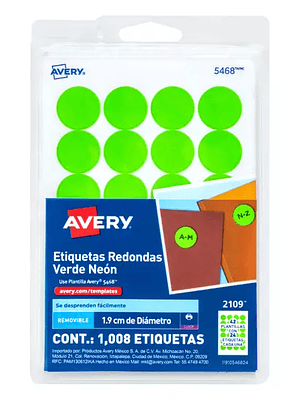 Etiqueta redonda removible verde neon AV