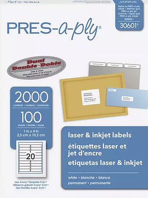 Etiqueta tecnología láser/inkjet AVERY c