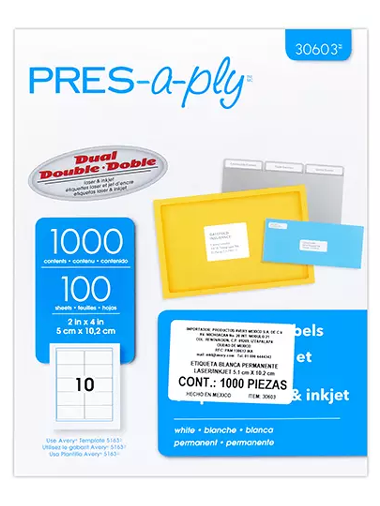 Etiqueta tecnología laser/inkjet AVERY c 1