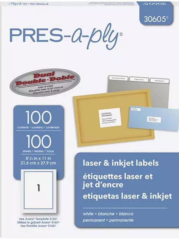 Etiqueta tecnología laser/inkjet AVERY c 1