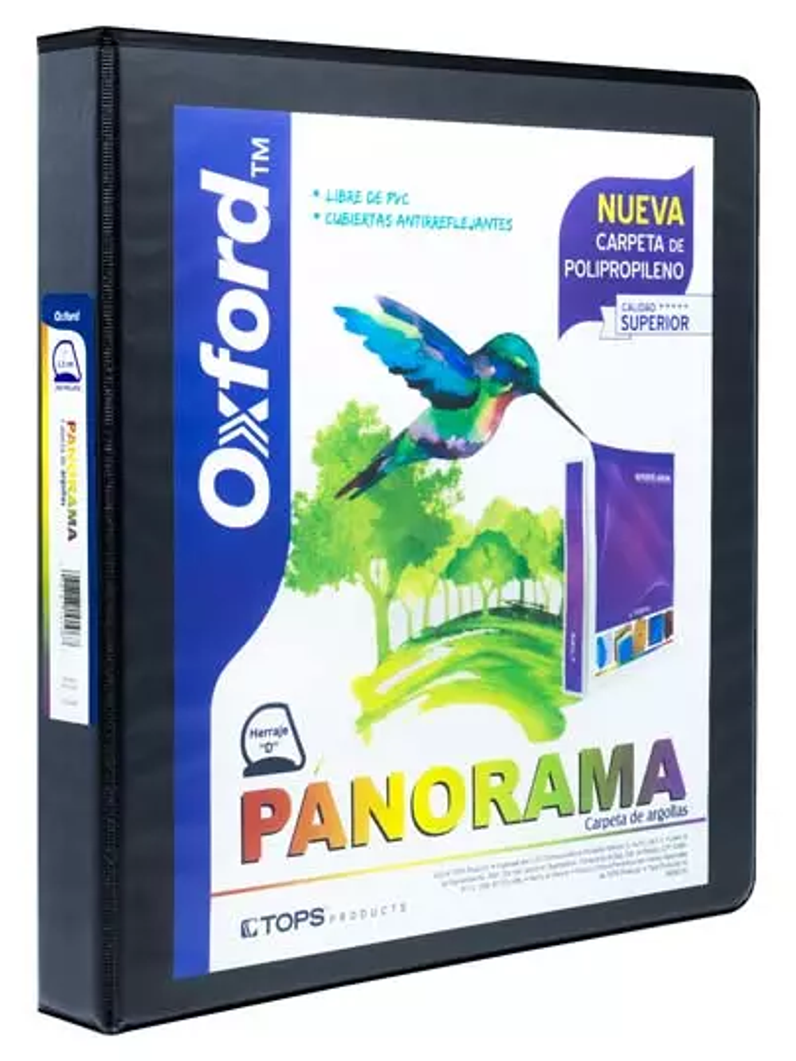 Carpeta panorámica Oxford carta negra he 1