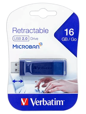 Memoria Verbatim USB 16GB retráctil azul