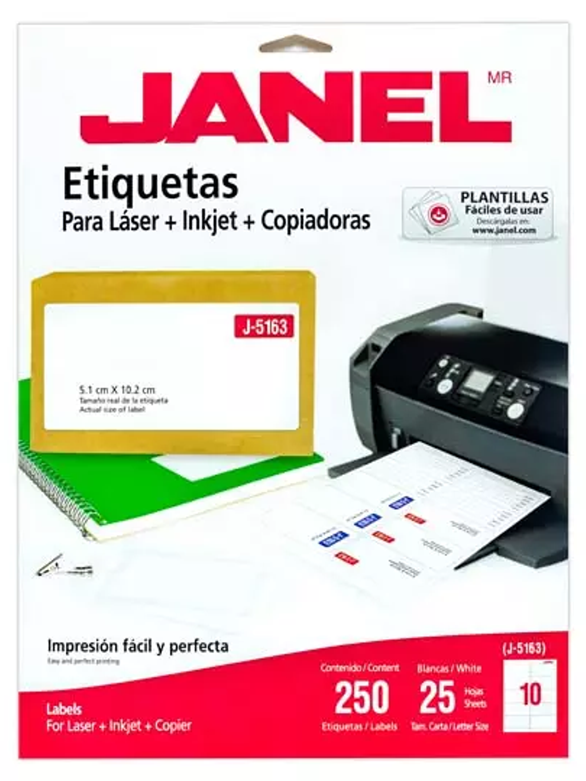 Etiqueta laser mod j-5163 blanca JANEL 5 1