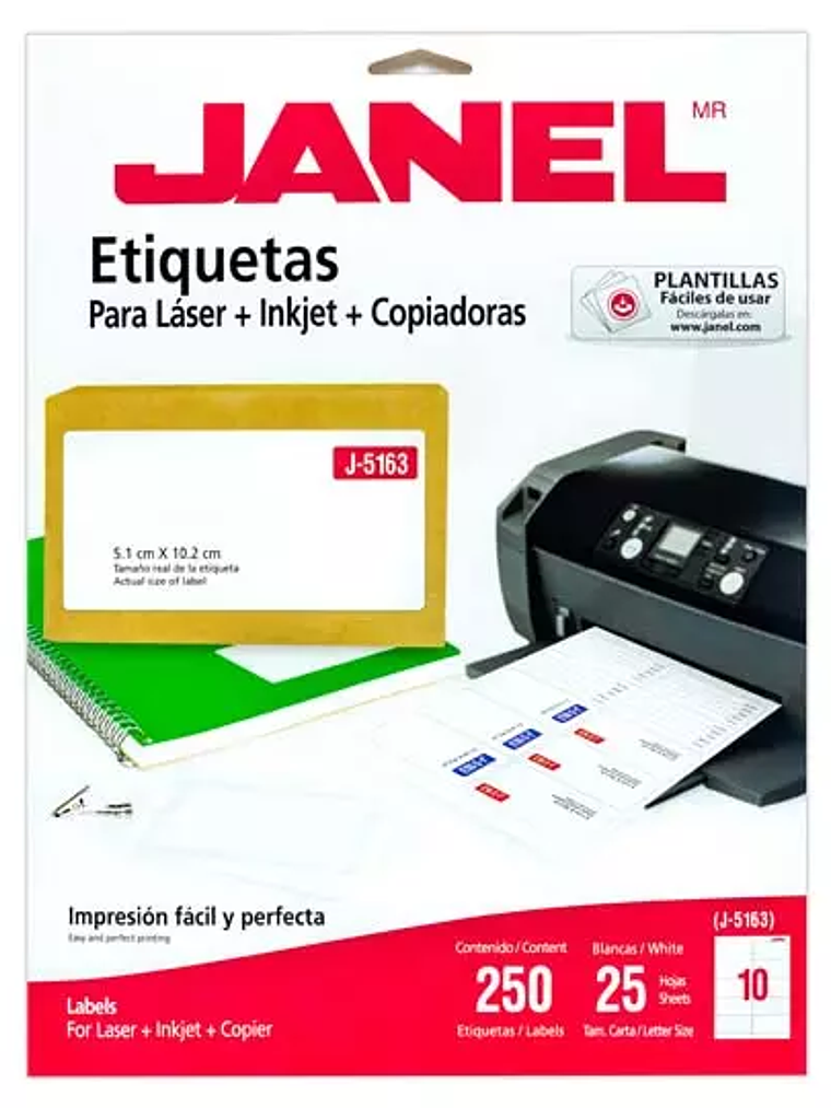 Etiqueta laser mod j-5163 blanca JANEL 5 1