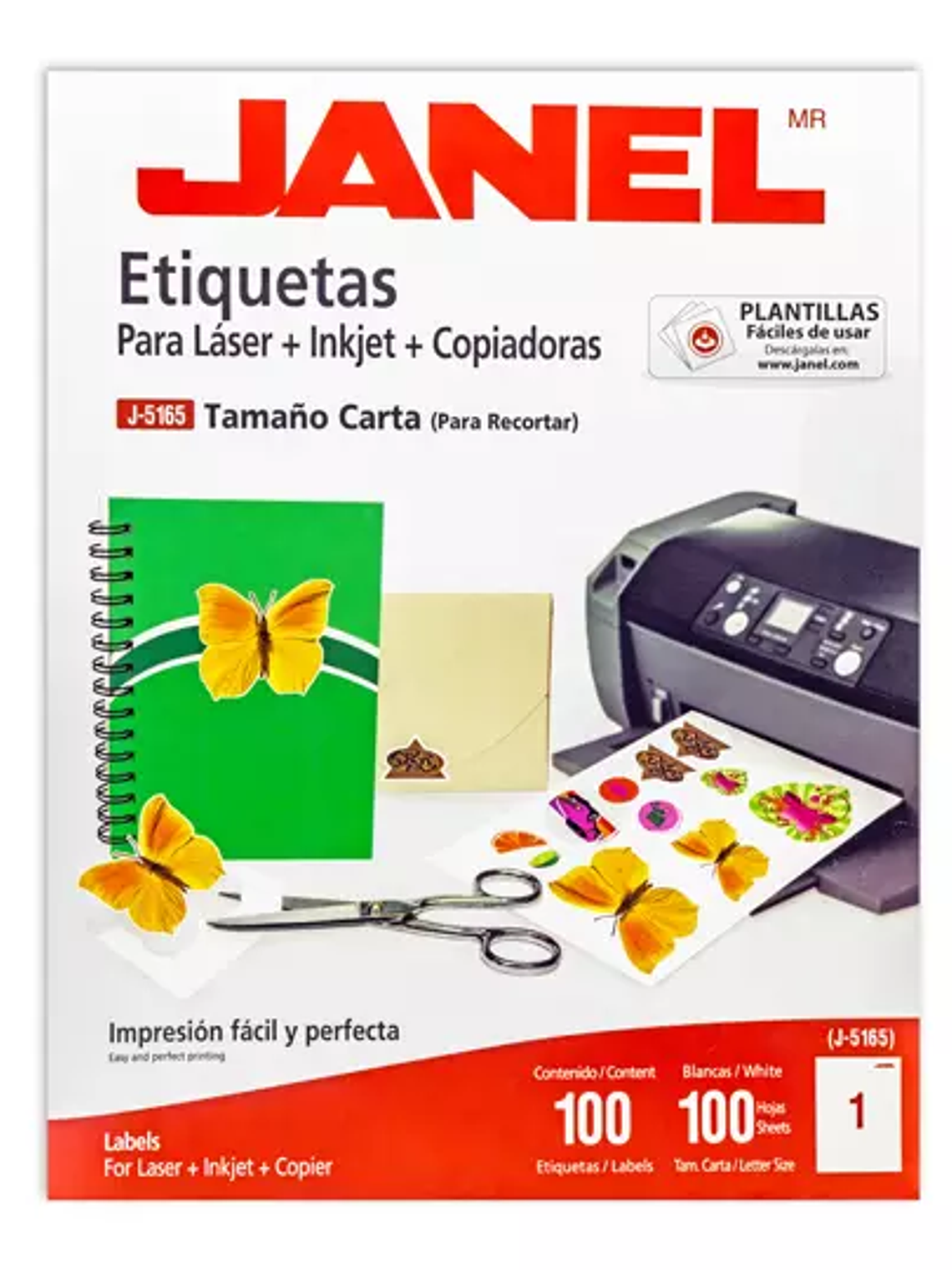 Etiqueta laser mod j-5165 blanca JANEL t 1