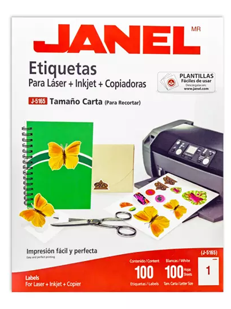 Etiqueta laser mod j-5165 blanca JANEL t 1