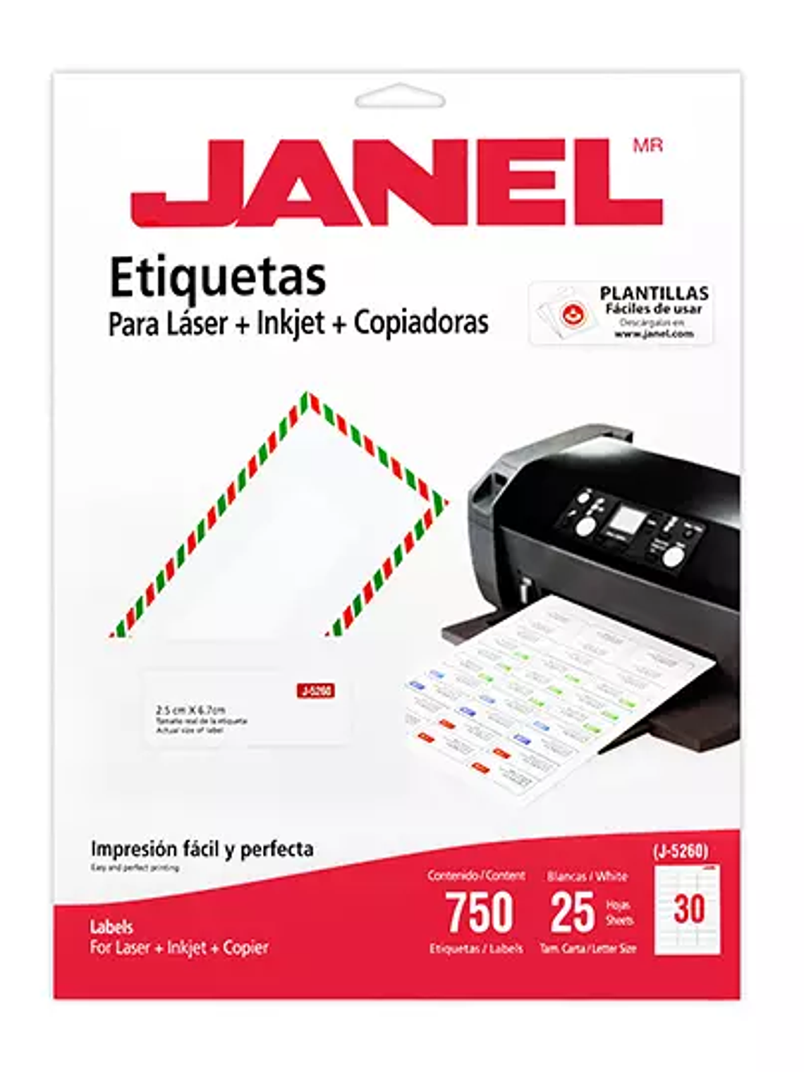 Etiqueta láser mod J-5260 blanca JANEL 2 1