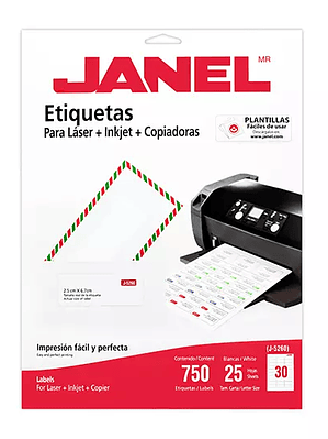 Etiqueta láser mod J-5260 blanca JANEL 2