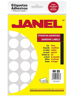 Etiqueta blanca JANEL clasica no. 12 con