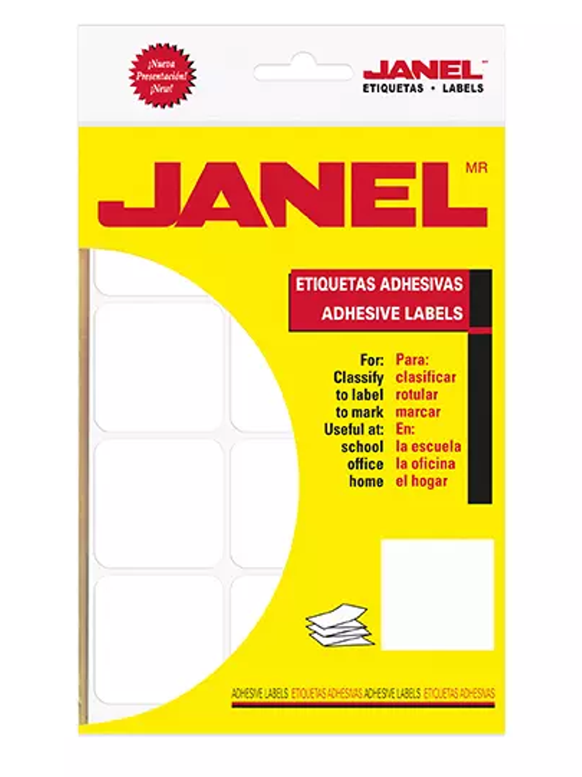 Etiqueta blanca JANEL clasica no. 19 con 1