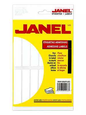 Etiqueta blanca JANEL clasica no. 20 con