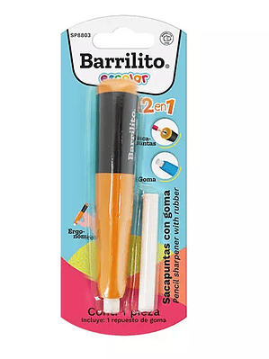 SACAPUNTAS Y GOMA 2 EN 1 BARRILITO TIPO