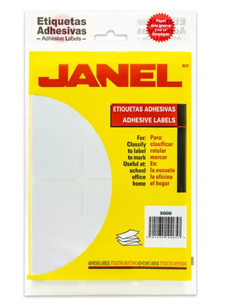 Etiqueta blanca JANEL clasica no. 25 con 1