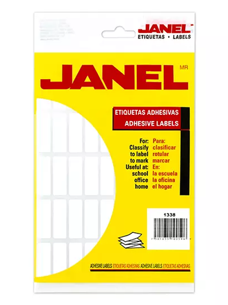 Etiqueta blanca JANEL clasica no. 6 con 1