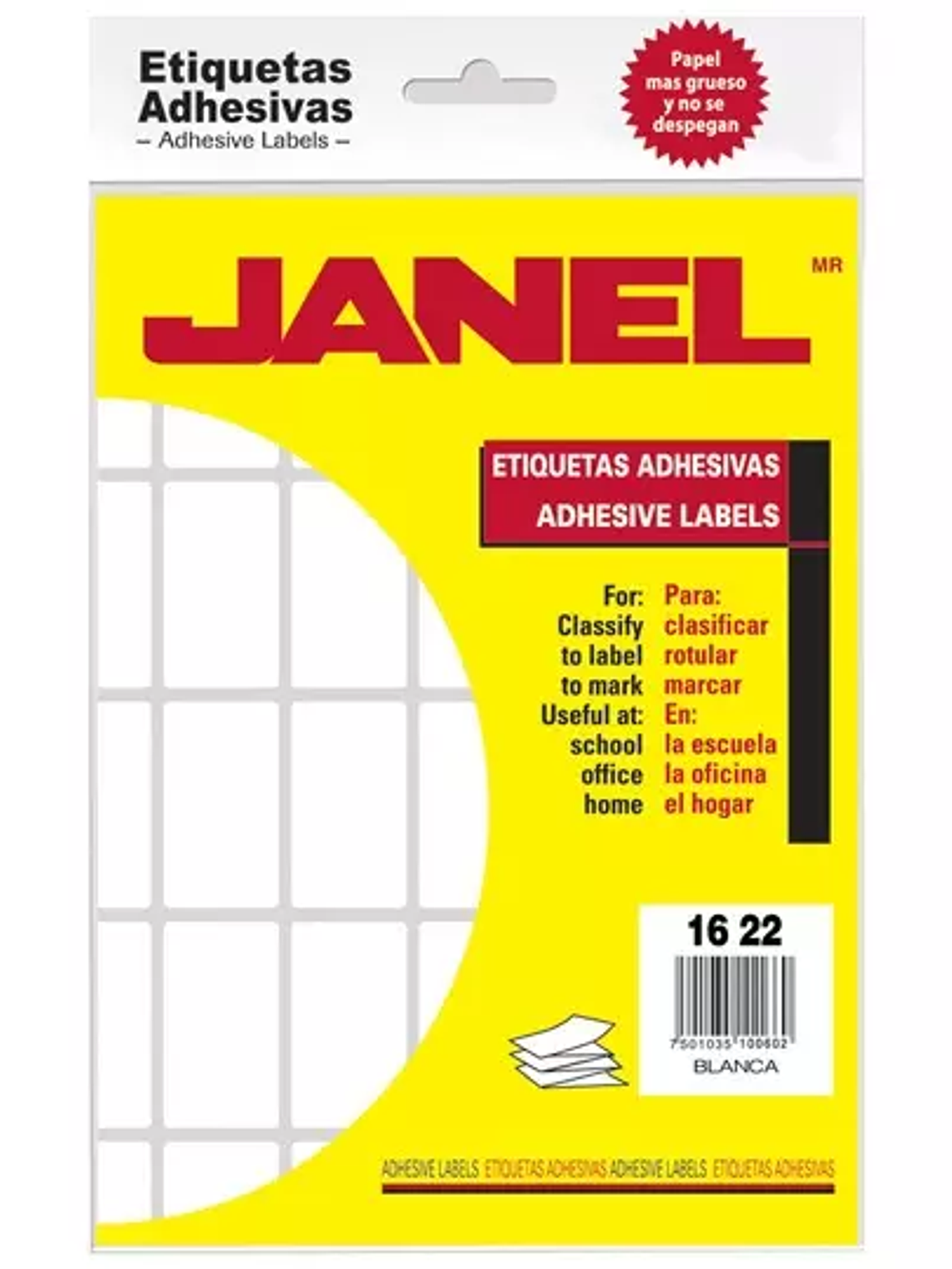 Etiqueta blanca JANEL clasica no. 2 con 1