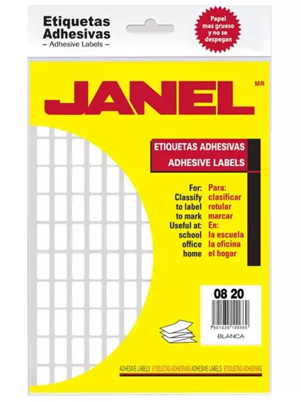 Etiqueta blanca JANEL clasica no. 4 con 1