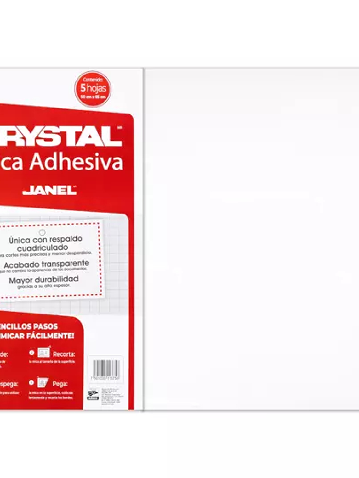 Mica adhesiva 50 cm x 65 cm bolsa con 5 1