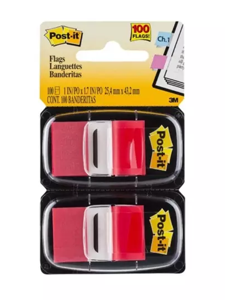 Banderitas adhesivas post-it 3m color ro 1