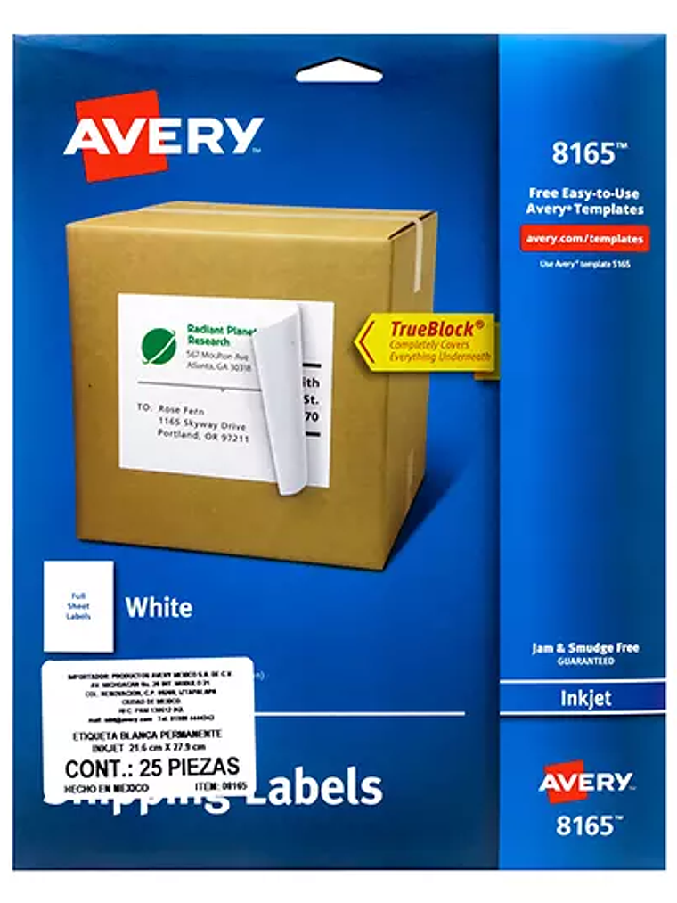 Etiqueta tecnología inkjet AVERY color b 1