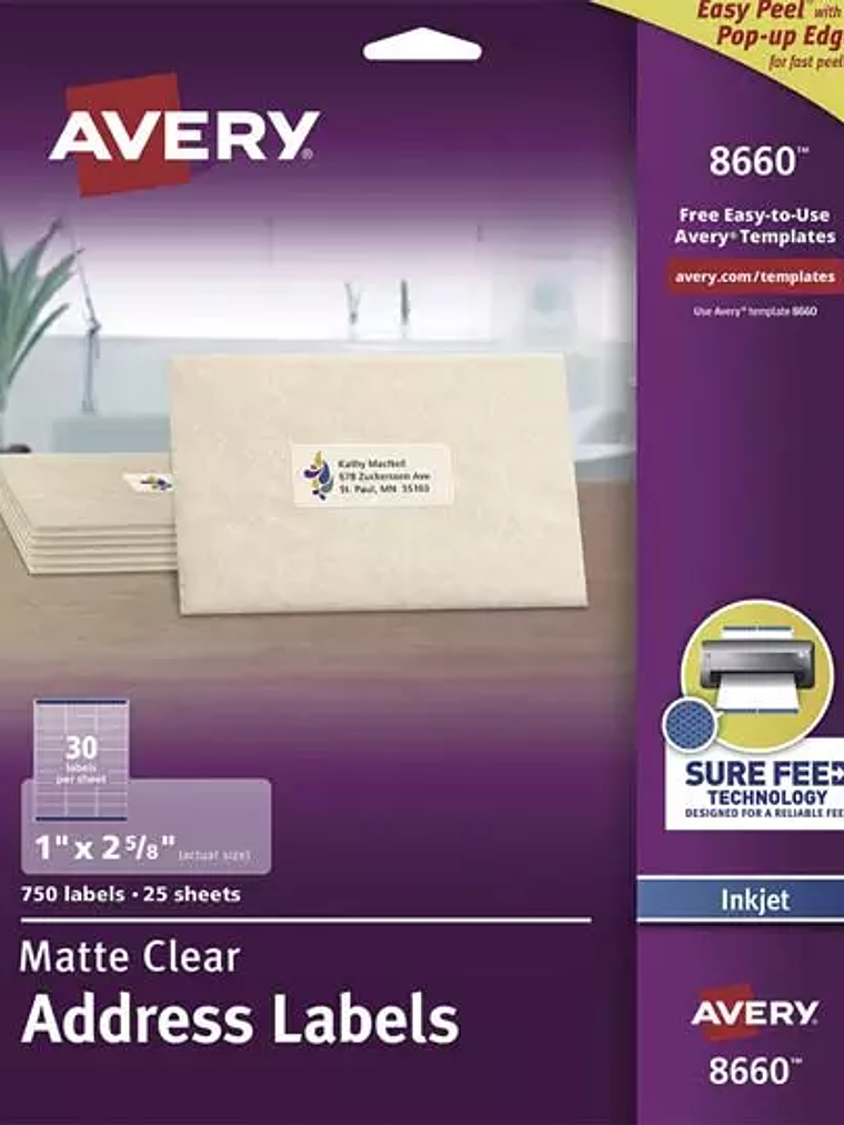 Etiqueta tecnología inkjet AVERY traslúc 1