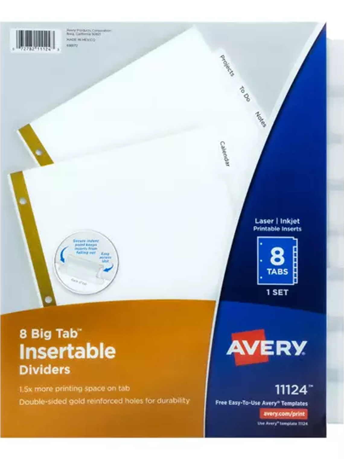 Separador blanco carta 8 divisiones AVER 1