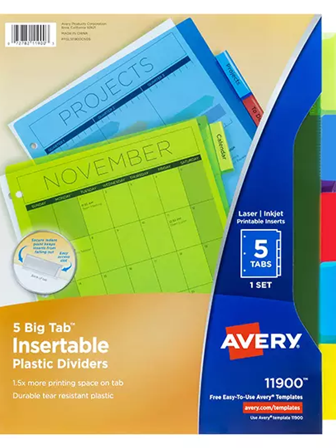 Separador plástico carta 5 divisiones AV 1