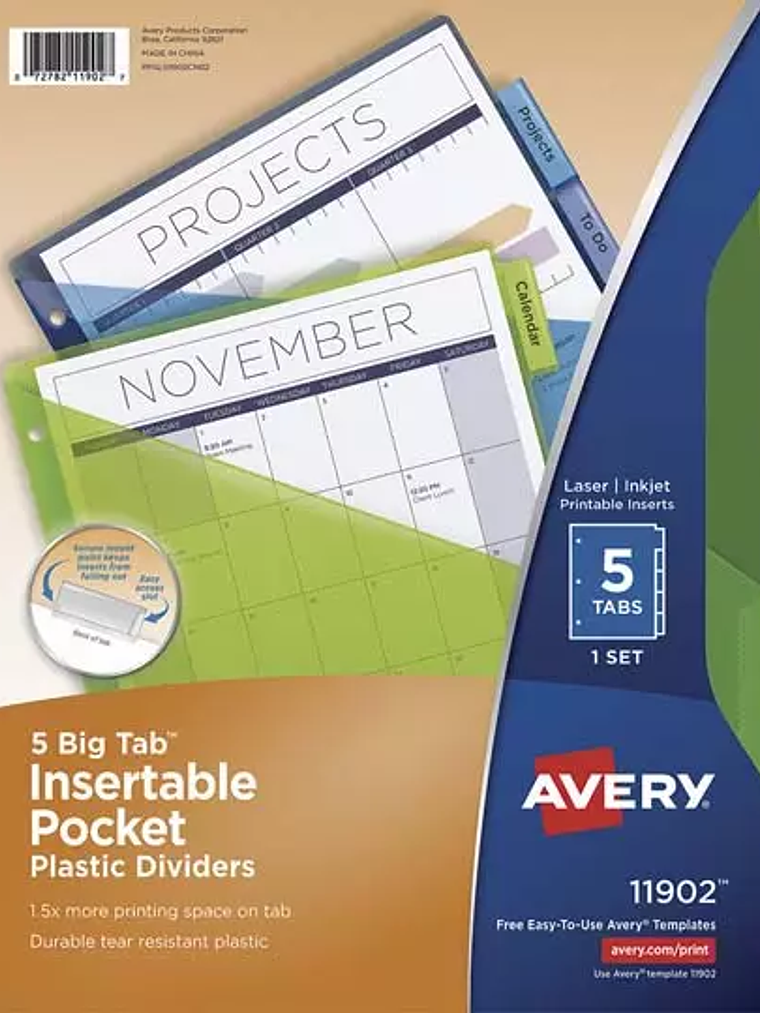 Separador plástico carta 5 divisiones AV 1