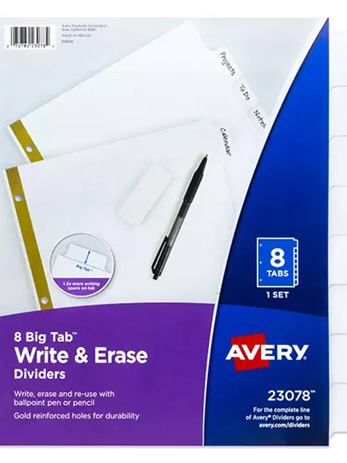 Separador blanco carta 8 divisiones AVER 1