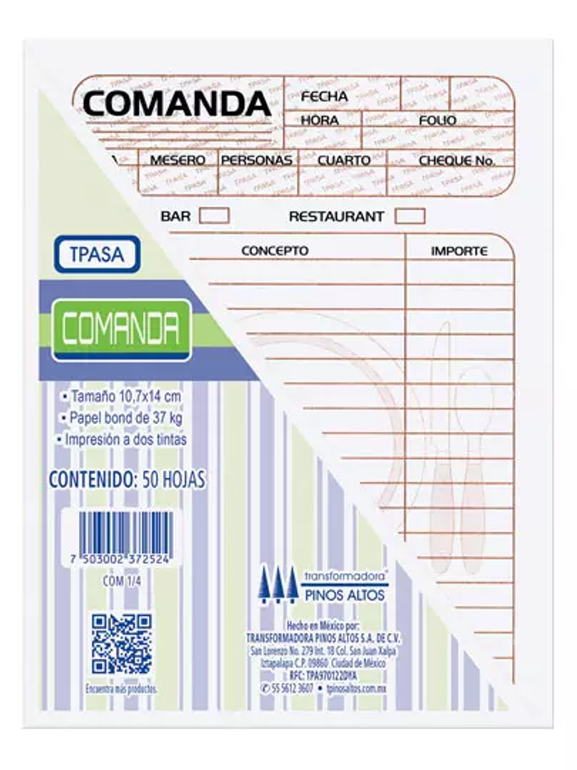 Comanda Pinos Altos de 1/4 carta blíster 1