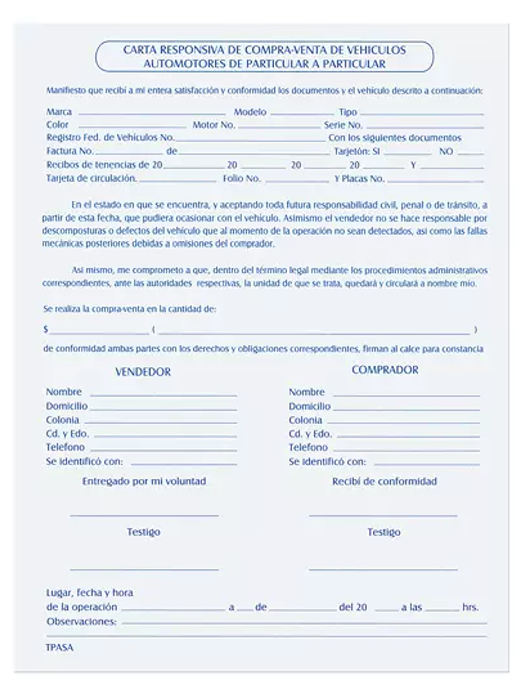Carta responsiva Pinos Altos 