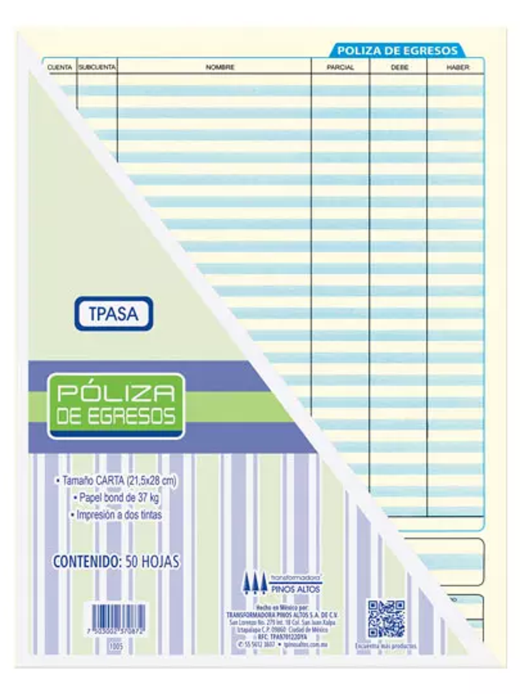 Póliza de egresos Pinos Altos blíster co 1