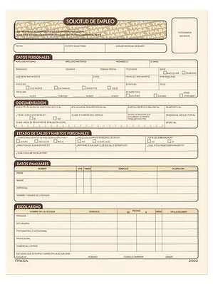 Solicitud de empleo Pinos Altos blister