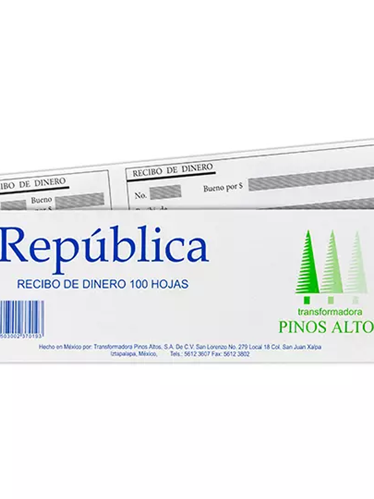 Recibo de dinero Pinos Altos block con 1 1