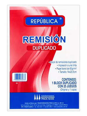Remisión duplicado Pinos Altos esquela