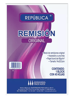 Remisión original Pinos Altos esquela