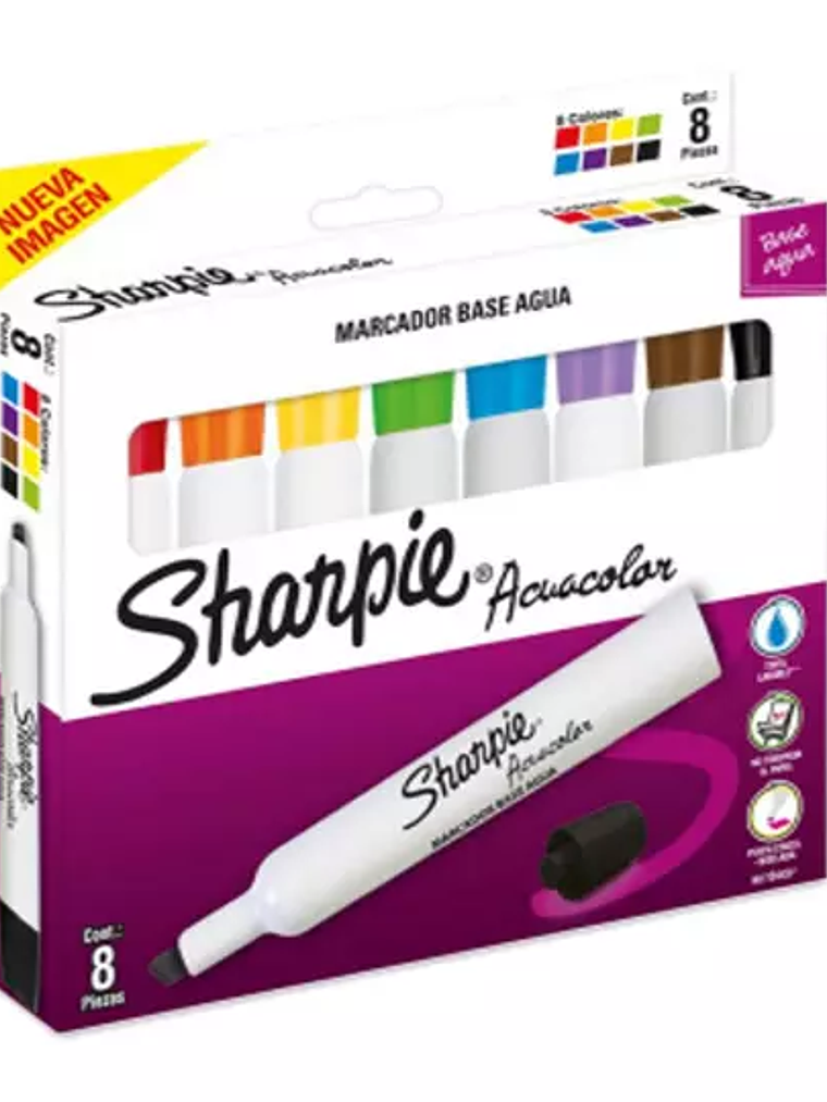 Sharpie acuacolor con 8 piezas colores s 1